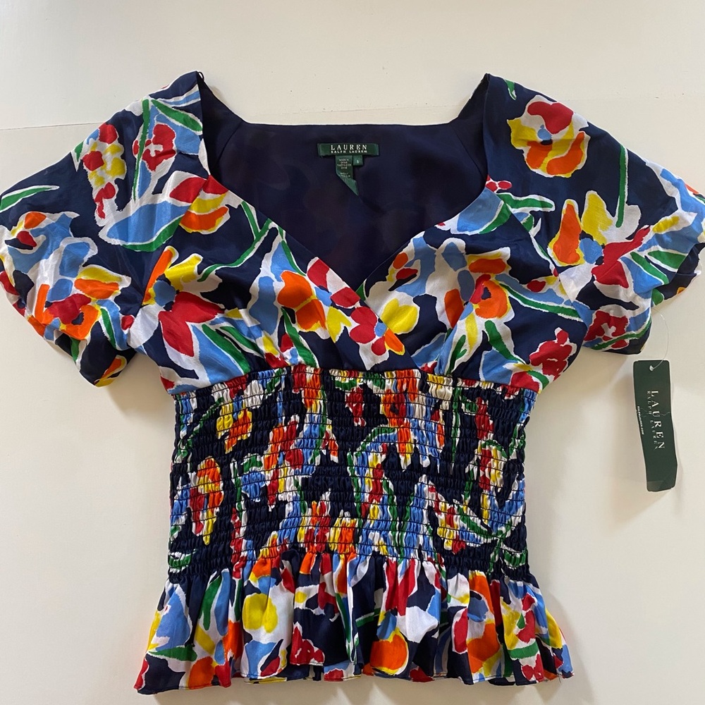 Beautiful multicolored peasant blouse